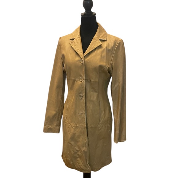 Distressed camel-colored Wilsons Leather, Jacket,coat,trench coat,jacket,small - Picture 2 of 9